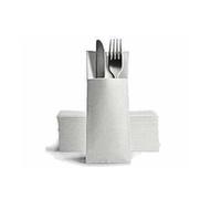 POCKET TOVAGLIOLO PORTAPOSATE BIANCO AIRLAID TIPO STOFFA - 50 PEZZI 40X30