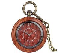 Pocket Watch All Wood Case Quartz Movement Antique Bronze Pendant Gift Men's and Women's Pendant Necklace Clock Pocket Watch Gift Gift D
