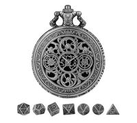 Pocket Watch, Dice Set, Game Accessories, Lightweight Alloy Design, Vintage Style Kit, Chain Included, Compact Size, for Men Women Gamers, Tabletop Use