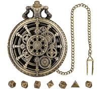 Pocket Watch Dice Set, Metal Polyhedral Game Watches Case, Tabletop Dices Sets for Kids, Adults, Family Parties, Games Nights, Board Games, Collectors, Fans, Role Playing Lovers
