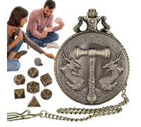 Pocket Watch Dice Set, Pocket Watch Dice | Unico Dragon Tiny gioco di ruolo con custodia retrò Pocket Watch, Gothic Rols giochi accessori da gioco per feste e famiglie