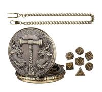 Pocket Watch Dice, Vintage Dice Set, Small Board Game, Classic Pockets Watch Shell Case, Rule Playing Toy for Men and Women, Black for Card Games and Collectors, bronzo, Se référer au descriptif,