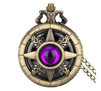 Pocket Watch With Chain - Hand Winding Gemstone Brass Pocket Watch | Steampunk Style for Graduation, Birthday | Vintage Pocket Watch with Chain, Hand Winding Gemstone Pocket Watch with Chain