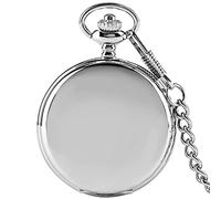 Pocket Watches Retro Black Smooth Quartz Pocket Watch Stainless Steel Pendant 30CM Chain Gift Box for Men Women Friend Men's Women's (Color : B) (E)