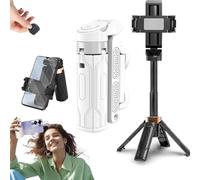 Pocketflex Mini treppiede, treppiede mini JJ02, razunoth treppiede con telecomando staccabile, interruttore a pulsante one-touch, rotazione a 360°, supporta fino a 2 kg (bianco, senza luce di