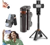 Pocketflex Mini treppiede, treppiede mini JJ02, razunoth treppiede con telecomando staccabile, interruttore a pulsante one-touch, rotazione a 360°, supporta fino a 2 kg (nero, senza luce di