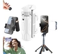 Pocketflex Mini treppiede, treppiede mini JJ02, razunoth treppiede con telecomando staccabile, interruttore a pulsante one-touch, rotazione a 360°, supporta fino a 2 kg (bianco, luce di riempimento*