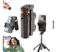 Pocketflex Mini treppiede, treppiede mini JJ02, razunoth treppiede con telecomando staccabile, interruttore a pulsante one-touch, rotazione a 360°, supporta fino a 2 kg (nero, luce di riempimento* 1)