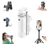 Pocketflex Mini Tripod,2025 New Selfie Stick Tripod with Remote,Razunoth Tripod Mini Jj02,One-Touch Push Button Switch with Detachable Remote Control,with Retractable&360° Adjustable (no light,White)