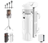 Pocketflex Mini Tripod, 2025 New Tripod Mini JJ02, Pocketflex Tripod with Detachable Remote Control, Mini Selfie Stick Tripod, 360° Rotation Mini Tripod Stand Retractable (White with light)