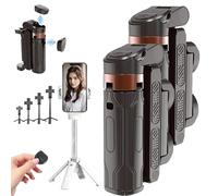 Pocketflex Mini Tripod, Razunoth Tripod Mini Jj02, Detachable Mini Tripod Pocketflex with Remote, 360° Rotation Mini Cell Phone Assisted Selfie Stick with One-Touch Push Button Switch (2pcs-black)
