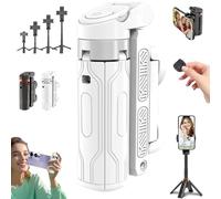 Pocketflex Mini Tripod, Razunoth Tripod Mini JJ02, Tripod Jj02 Pocketflex, Pocketflex Tripod with Detachable Remote Control, 360° Rotation Adjustable Selfie Stick Tripod (White,Single Light)