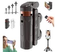 Pocketflex Mini Tripod, Razunoth Tripod Mini JJ02, Tripod Jj02 Pocketflex, Pocketflex Tripod with Detachable Remote Control, 360° Rotation Adjustable Selfie Stick Tripod (Black,Double Light)