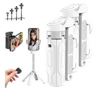 Pocketflex Mini Tripod, Tripod Jj02 Pocketflex, Razunoth Tripod Mini Jj02, Pocketflex Tripod with Detachable Remote Control, Foldable 360° Rotation Mini Cell Phone Assisted Selfie Stick (2PCS-White)