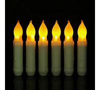POCKETMAN 6 PCS Candele coniche LED senza fiamma Luci Candelieri a batteria con fiamma tremolante gialla calda per decorazioni di Halloween per feste in chiesa (6 pacchi)