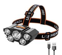 POCKETMAN Torcia LED super luminosa, ricaricabile e regolabile a 90°, 4 modalità, luci da lavoro impermeabili e antiscivolo, adatte per esplorare il campeggio, la notte, l'equitazione, l'arrampicata,