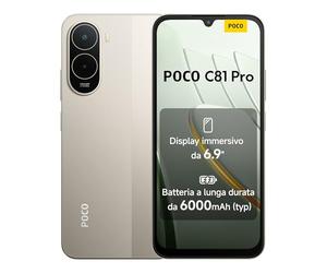 POCO C81 Pro, Smartphone 4+128GB, Oro, Batteria da 6000mAh(typ) | Refresh rate 120Hz, Fotocamera AI doppia da 13MP, Design elegante e raffinato, Garanzia 2 anni+1 anno extra