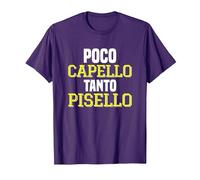 Poco Capello Tanto pisello Scritta Divertente Uomo Calvo Maglietta, Uomo, Viola, L