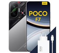 POCO F7 Smartphone, 12+512GB, Argento, Snapdragon® 8s Gen 4 Flagship, Batteria 6500mAh, Fotocamera Sony da 50MP con OIS, Display AMOLED 6.83" 1.5K 120Hz (Adattatore incluso a seconda della confezione)