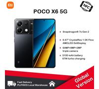 POCO X6 5G Versione NFC globale Snapdragon 7s Gen 2 Display AMOLED 120 Hz 64 MP Fotocamera Smartphone con ricarica OIS 67 W Black