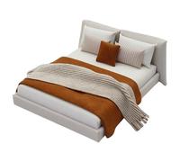 Pocoiau 1/20 Accessorio per Camera da Letto Casa delle Bambole Crema Matrimoniale con Biancheria da Design D'interni Realistico Progetto Artigianale Puntelli Paesaggistici Casa delle