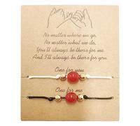 Pocoiau 2 pezzi/set di braccialetti con ciondolo in cristallo corniola agata rossa perline braccialetti coppia stretch per donne ragazze