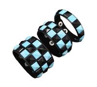Pocoiau 3Pcs Lightweight Punk Leather Bracelets Dark Square Studs Design Stackable for Music Event Unisex Fashion Accessory Hand Jewelry