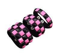 Pocoiau 3Pcs Lightweight Punk Leather Bracelets Dark Square Studs Design Stackable for Music Event Unisex Fashion Accessory Hand Jewelry