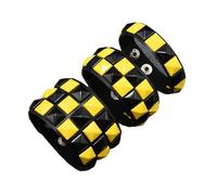 Pocoiau 3Pcs Lightweight Punk Leather Bracelets Dark Square Studs Design Stackable for Music Event Unisex Fashion Accessory Hand Jewelry