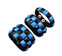 Pocoiau 3Pcs Lightweight Punk Leather Bracelets Dark Square Studs Design Stackable for Music Event Unisex Fashion Accessory Hand Jewelry
