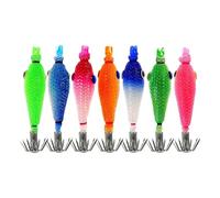 Pocoiau 7 pz/Set Esche Esche Calamari Maschere Esche da Pesca Glow Maschere Gancio 5.5 Centimetri Esche Dure Artificiali Seppia Gancio in Acciaio Inox Calamari Gancio