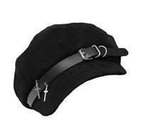 Pocoiau Berretti fatti a mano Conigli Cappello da pittore per ragazze Cabbie con orecchie pelose per il tempo libero all'aperto Abbigliamento casual orecchio lungo, Nero senza orecchie, Taglia unica