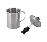 Pocoiau Bottiglia di salsa in acciaio inossidabile e set di pennelli per imbastire in silicone Strumento per grigliare per uso domestico Dispenser di olio da cucina per barbecue Spazzola per olio