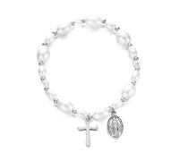 Pocoiau Bracciale con perline con ciondoli retrò con accenti irregolari crocifisso e perle finte per la catena a mano accessori tutti i giorni