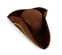 Pocoiau Cappello da pirata in seta dorata, accessorio per costume da pirata in morbido tessuto, unisex, tricorno per Halloween, evento a tema, pirata vittoriano con finiture dorate