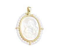 Pocoiau Collana con ciondolo a forma di vergine Mary, con conchiglie in madreperla e intarsio micros, per uso quotidiano ed elegante