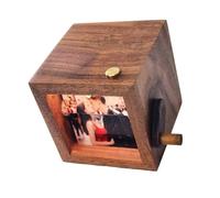 Pocoiau Cornice in legno con manovella, con 16 foto animazioni, visualizzatore di ricordi creativi per vacanze e famiglia