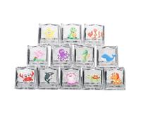 Pocoiau Cubo Ghiaccio Illuminato Attivato Dall'acqua Blocco Cubico Luminoso A LED con Motivo A Cartoni Animati per Bagnetto del Bambino Intrattenimento Vasca da Bagno Giocattolo Cubi Ghiaccio