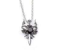 Pocoiau Dragon Necklace For Men Double Dragon Per Croce Black Crystal Crystal Religio Religioso Religioso Boys Collana Per Adulti Nera Cudo Uomo Punk Punk Animal Pendant Wing