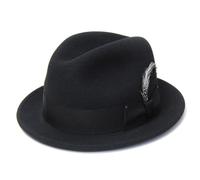 Pocoiau Elegante cappello francese signora carnevale festival riunione formale piuma fascia Fedora per cappelli femminili cappelli invernali da donna cappello da donna cappello a secchiello, Nero