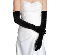 Pocoiau Guanti Da Braccio Extra Lunghi Neri Vellutati Per Le Donne Anni '20 Tema Flapper Accessori Costumi Abbigliamento Matrimoni Gala Banchetti Donne Guanti In Maschera