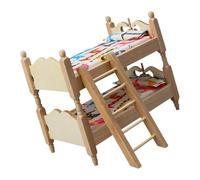 Pocoiau Modello in Miniatura Letto a Due Piani in Legno per ambientazione Scene Case delle Bambole Accessori Artigianali Letto a in Miniatura per mobili