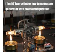 Pocoiau Motore A Doppio Pistone in Metallo Generatore A Bassa Temperatura Modello Motore A Combustione Esterna Giocattolo Meccanico per Esperimenti Scientifici Facile da Usare