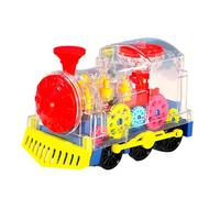 Pocoiau Musical Light Up Train Toy for Kids Clear Gears Locomotive Educational Crawl Learning for Toddler Hand Skill Interaction Learning Toy