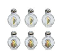 Pocoiau Set 6 Bottiglie d'Acqua Sacra Vetro con Coperchio Metallico per Battesimi Cristiani Decors Religiosi per Viaggiare Viaggiatore Acqua Viaggia
