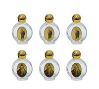 Pocoiau Set 6 Bottiglie d'Acqua Sacra Vetro con Coperchio Metallico per Battesimi Cristiani Decors Religiosi per Viaggiare Viaggiatore Acqua Viaggia