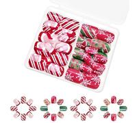 Pocoiau unghie finte, Natale Full Covers Stick on Nails Linee Premere Su Unghie Corte Piazza Unghie Finte Scintillanti Unghie Artifici