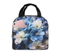 POCUK Blu Bianco Fiore Lunch Bag Portatile Palmare Isolato Fresco Sacchetto Riutilizzabile Picnic Bag Work Bag