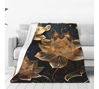 POCUK Boho Gold Lotus Flowers Multi Size Ultra Soft Flanella Coperta (Stile Verticale) Accogliente Caldo Famiglia Home Decor