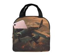 POCUK Borsa per il pranzo a forma di aeromobili della guerra mondiale, portatile, isolata, riutilizzabile, da picnic, borsa da lavoro
